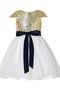 Normale Taille Juwel Ausschnitt A-Line Prinzessin Blumenmädchenkleid aus Paillette