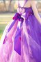 Tüll Breiter Träger Duchesse-Linie Bodenlanges Blumenmädchenkleid mit Blume