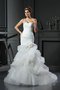Meerjungfrau Stil Ärmelloses Anständiges Brautkleid aus Satin mit Rüschen