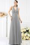 Empire Taille A-Line Reißverschluss Bodenlanges Brautjungfernkleid ohne Ärmeln