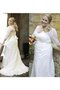 Dreiviertel Länge Ärmeln XXL Prächtiges Brautkleid mit Bordüre mit Gürtel
