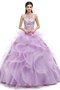 Charmant Satin Sittsames Bodenlanges Glamouröses Quinceanera Kleid