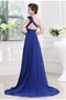 Sweep Train One Schulter Normale Taille Ballkleid mit Blume aus Chiffon