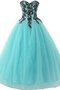 Reißverschluss Tüll Ärmelloses Quinceanera Kleid mit Applikation mit Rüschen