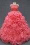Organza Reißverschluss Bodenlanges Quinceanera Kleid mit Rüschen aus Satin
