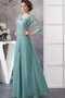 Chiffon V-Ausschnitt Sittsames Abendkleid mit Applike