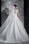 Kurze Ärmeln Tüll plissiertes Brautkleid mit Rücken Schnürung mit Applikation