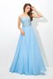 Chiffon A-Line Prinzessin Sittsames Abendkleid mit Reißverschluss