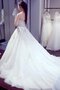 A-Line Perlenbesetztes Stilvolles Romantisches Brautkleid mit Applike
