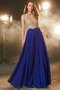Reißverschluss A-Linie Prinzessin Schaufel-Ausschnitt Abendkleid mit Kristall