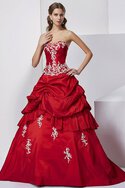 Taft Natürliche Taile Ärmelloses Bodenlanges Quinceanera Kleid mit Applike