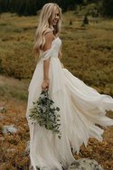 A-Line Gerüschtes Outdoor Atemberaubend Brautkleid mit Reißverschluss