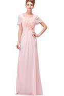 Reißverschluss Kurze Ärmeln Chiffon Romantisches Bodenlanges Brautmutterkleid