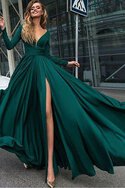 Prinzessin V-Ausschnitt Natürliche Taile Reißverschluss Abendkleid mit Rüschen