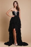 Prinzessin Chiffon Herz-Ausschnitt Ballkleid mit Rücken Schnürung mit Perlen