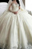 Zauberhaft Sittsames Bodenlanges Brautkleid mit Reißverschluss aus Tüll