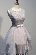 Organza Extravagantes Romantisches Abiballkleid mit Rüschen mit Schleife