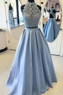 Duchesse-Linie Hoher Kragen Normale Taille Zweistück Abendkleid mit Applikation