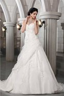 Ärmelloses Herz-Ausschnitt Perlenbesetztes Sittsames Brautkleid aus Organza