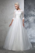 Organza Empire Taille Dreiviertel Länge Ärmeln Bodenlanges Anständiges Brautkleid