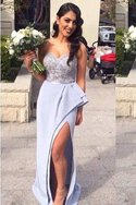 Satin Paillette natürliche Taile Ballkleid mit Bordüre mit Perlen