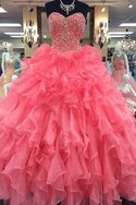 Ärmelloses Organza Normale Taille Herz-Ausschnitt Duchesse-Linie Quinceanera Kleid