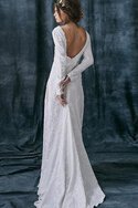 Ewiges Juwel Ausschnitt Langärmeliges Tiefer V-Ausschnitt Brautkleid mit Reißverschluss