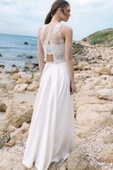 Strand Nackenband Juwel Ausschnitt Brautkleid mit Tasche aus Chiffon