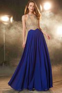 Reißverschluss A-Linie Prinzessin Schaufel-Ausschnitt Abendkleid mit Kristall