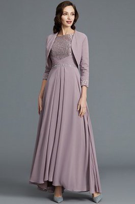 A-Linie Ärmellos Natürliche Taile Schaufel-Ausschnitt Chiffon Brautmutterkleid