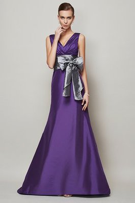 Empire Taille V-Ausschnitt Taft Prinzessin Abendkleid mit Gürtel