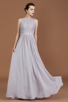 A-Line Schaufel-Ausschnitt Göttlich Brautjungfernkleid mit Bordüre mit Reißverschluss
