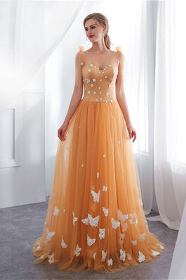 Bezaubernd A Linie Romantisches Ballkleid mit Blume mit Applikation