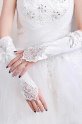 Beliebt Satin Mit Bowknot Weiß Modern Brauthandschuhe - Foto 2
