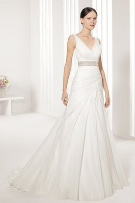 A-Line Formelles Luxus Anständiges Brautkleid mit Perlengürtel