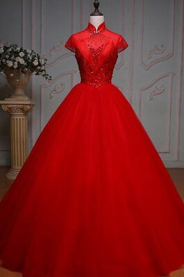 Tüll Duchesse-Linie Anständiges Quinceanera Kleid mit gekappten Ärmeln mit Bordüre