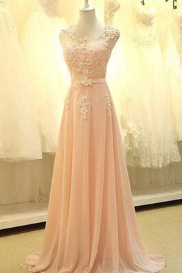 Schaufel-Ausschnitt Spitze Perlenbesetztes Brautjungfernkleid mit Bordüre mit Applike