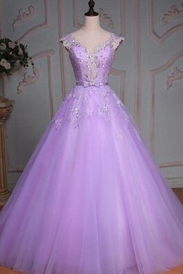 Normale Taille Spitze Quinceanera Kleid mit Rücken Schnürung mit Applike