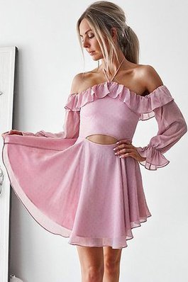 A Linie Prinzessin Chiffon Langärmeliges Graziös Cocktailkleid