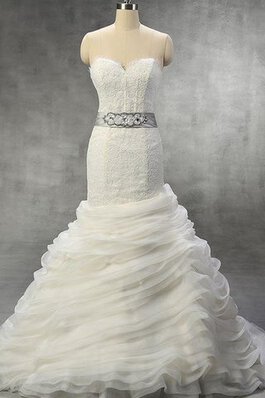 Herz-Ausschnitt Spitze Ärmelloses Brautkleid mit Bordüre mit gekappten Ärmeln