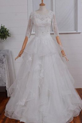 Reißverschluss Spitze Bodenlanges Brautkleid mit Bordüre aus Organza