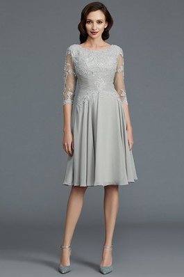 Ärmellos Chiffon Knielanges Brautmutterkleid mit Schaufel Ausschnitt mit Applike