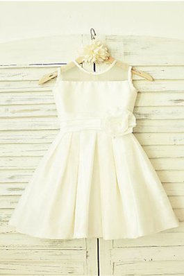 Natürliche Taile Prinzessin Wadenlanges Blumenmädchenkleid aus Chiffon mit Blume