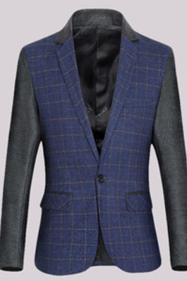 Einreiher Schwarz Herrenanzüge Dünne Plaid Männer Blazer