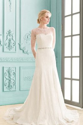 Strand Luxus Konservatives Brautkleid mit Bordüre mit Kristall