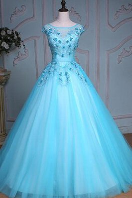 Herz-Ausschnitt Spitze Duchesse-Linie Gericht Schleppe Wadenlanges Quinceanera Kleid