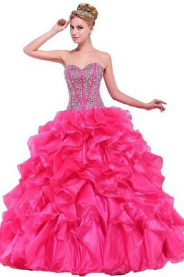 Duchesse-Linie Perlenbesetztes Natürliche Taile Stilvolles Quinceanera Kleid mit Rüschen