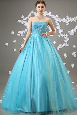 Perlenbesetztes A Linie Tüll Duchesse-Linie Quinceanera Kleid