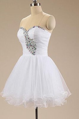 Chiffon Spitze Herz-Ausschnitt Kurzes Brautkleid mit Bordüre