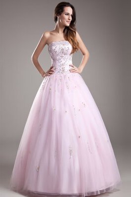 Trägerloser Ausschnitt Perlenbesetztes Duchesse-Linie Organza Tüll Quinceanera Kleid